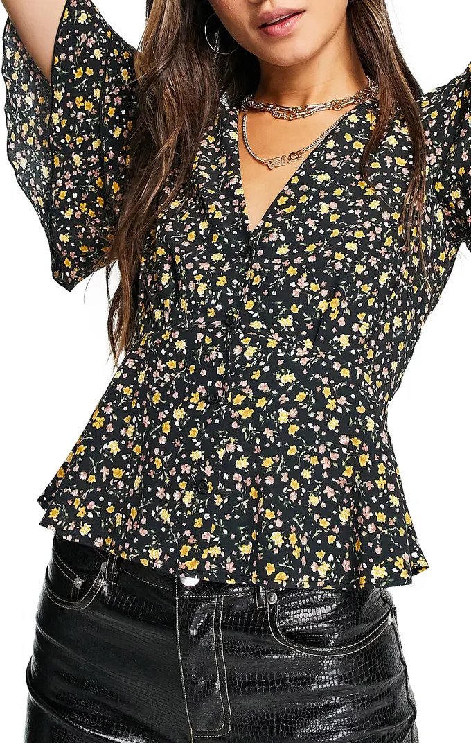 Tiered Frill Sleeve Floral BlouseTOPSHOP | Nordstrom