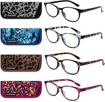 EYEGUARD Blue Light Reading Glasses 4 Pack Fashion Spring Hinge Readers for Women Computer Eyegla... | Amazon (US)