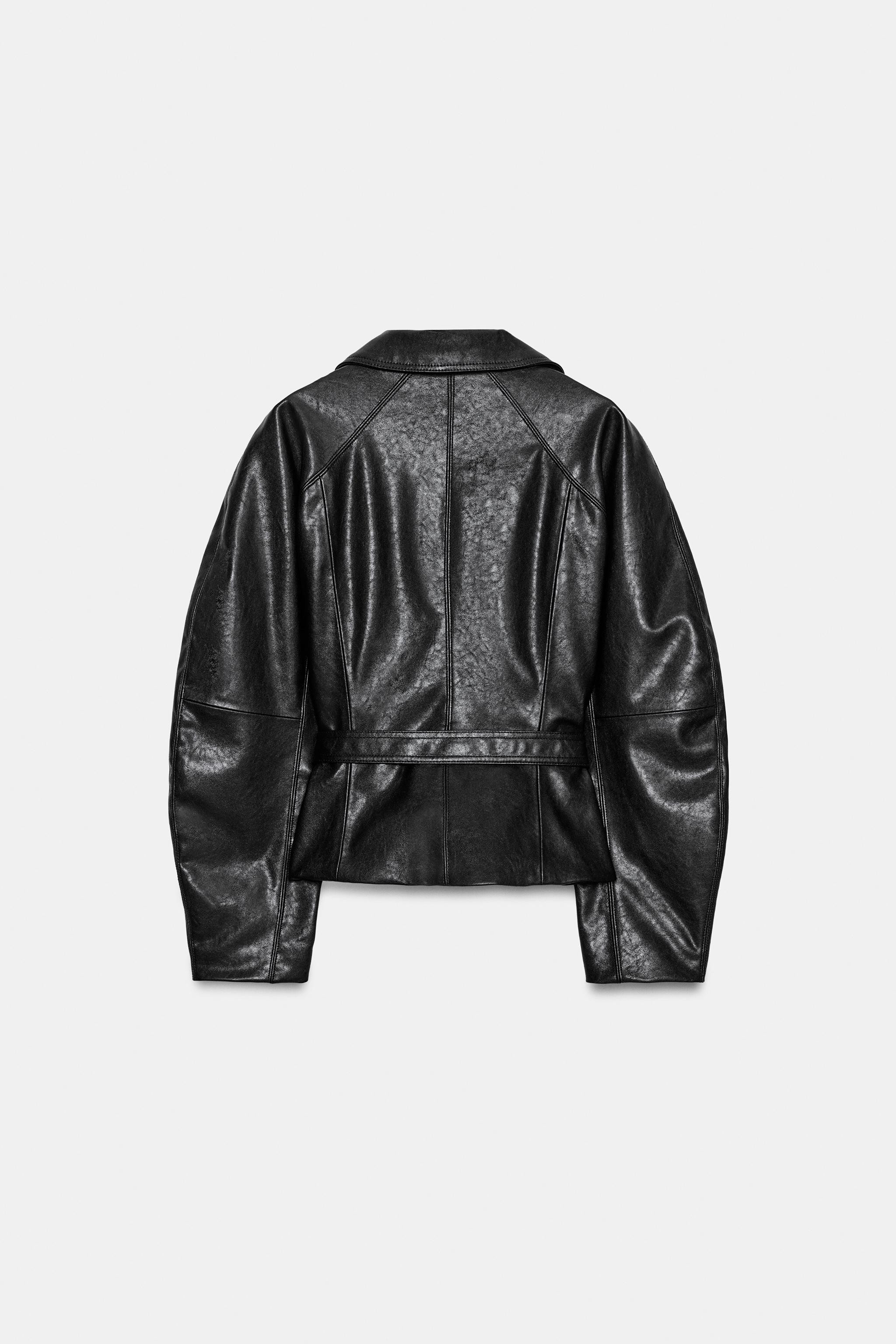 LEATHER EFFECT BELTED JACKET | Zara UK