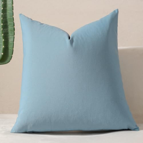 vctops Blue Decorative Throw Pillow Covers 18x18 Inch Farmhouse Linen Textured Square Cushion Cover Pillowcase for Sofa Bedroom Couch (Blue,18"x18") | Amazon (US)