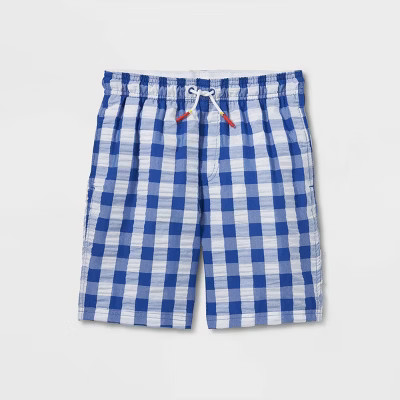 Boys' Gingham Seersucker Swim Trunks - Cat & Jack™ Blue | Target