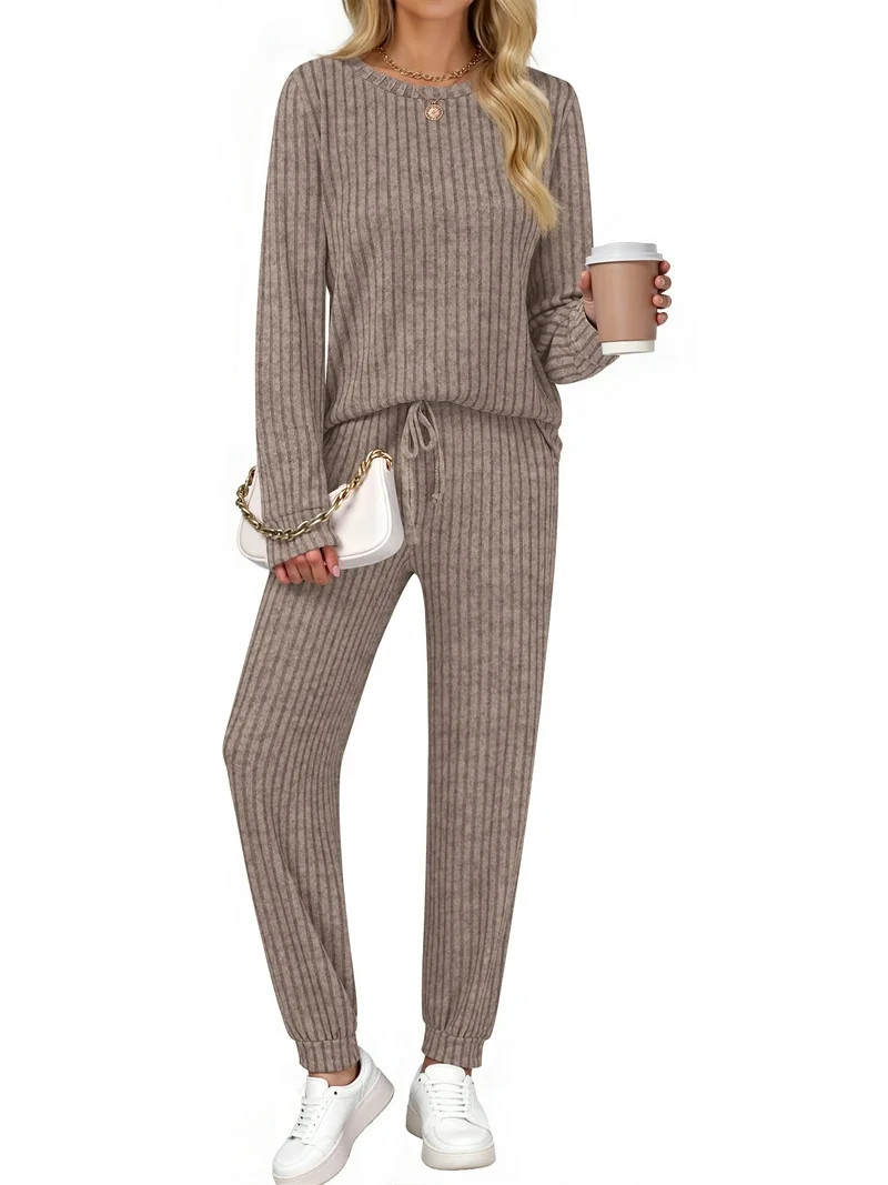 Fantaslook Two Piece Sets for Women Lounge Sets Casual Long Sleeve Tops and Long Pants Vacation T... | Walmart (US)