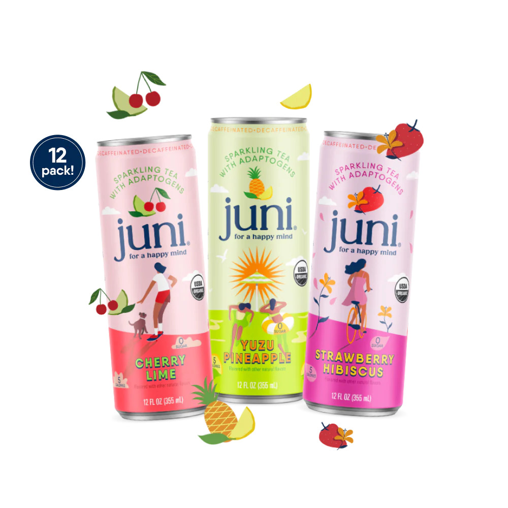 Juni Sparkling Adaptogen Drinks | Variety Pack | 12-Pack | Drink Juni