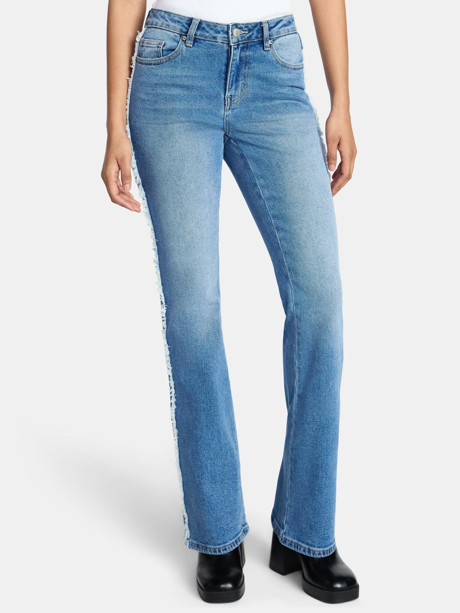 Madden NYC Women's Frayed Seam Bootcut Jeans, Sizes 00-18 | Walmart (US)