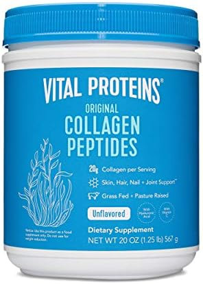 Vital Proteins Collagen Peptides Powder - Pasture Raised, Grass Fed, unflavored 20 oz | Amazon (US)