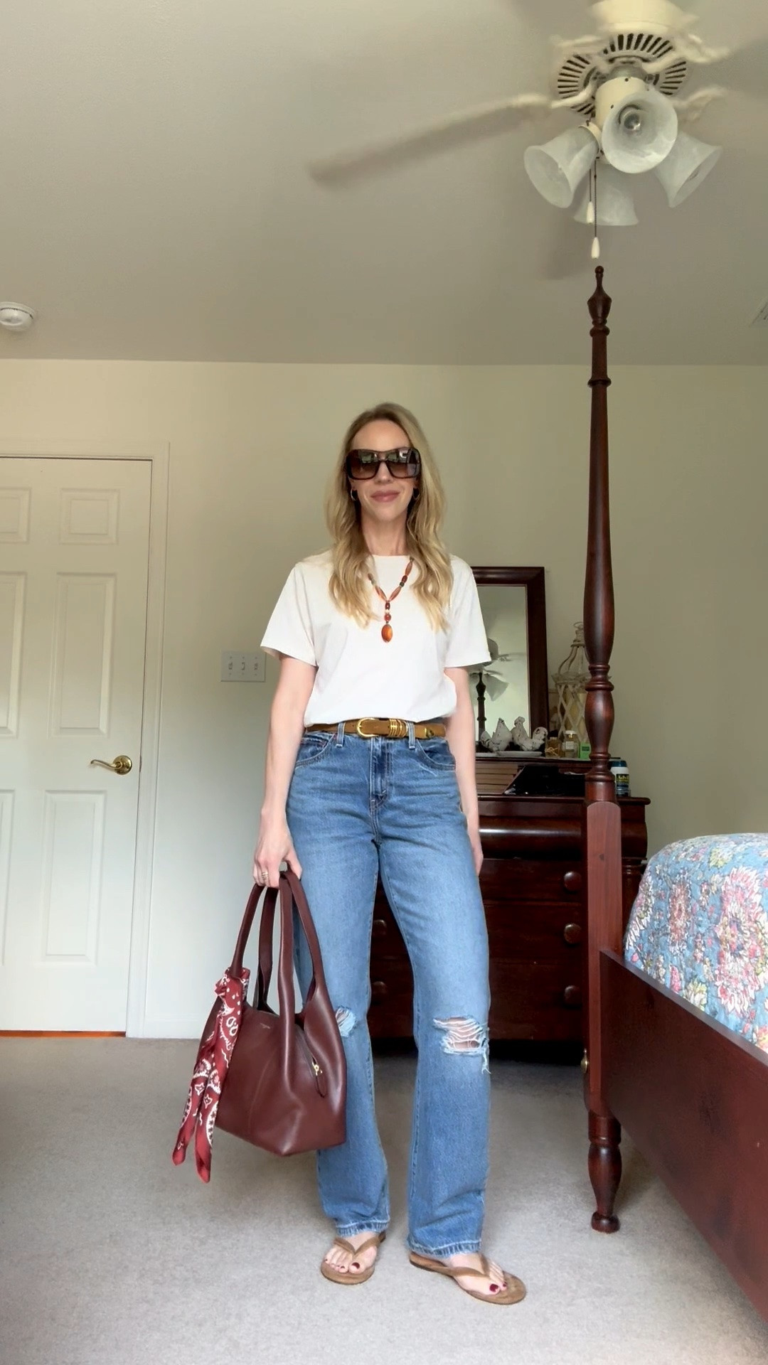 Casual late summer outfit over 40, @levi loose fit jeans on sale, suede accessories

#LTKSaleAlert #LTKSeasonal #LTKOver40