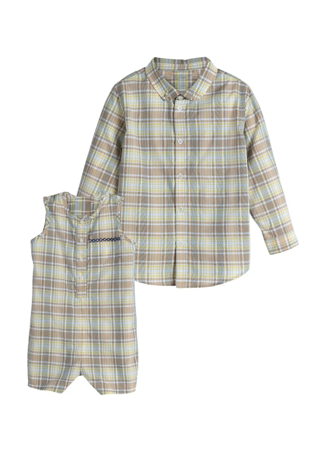 Lemon Sky Check Brothers Set | Baybala