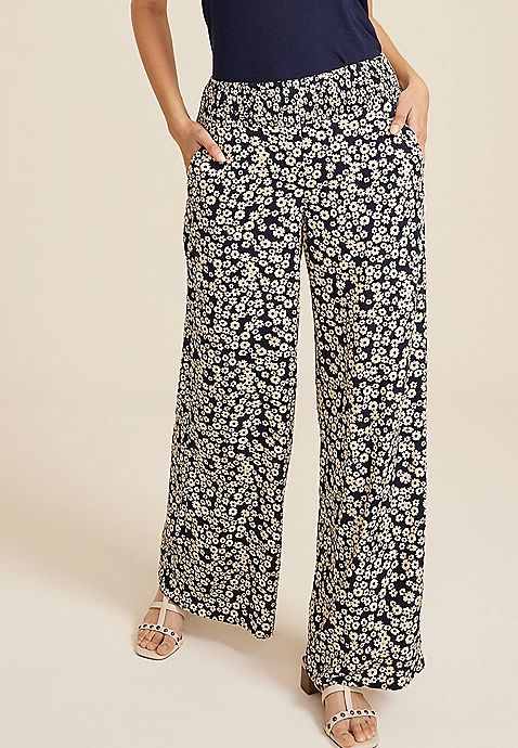High Rise Floral Print Palazzo Wide Leg Pant | Maurices