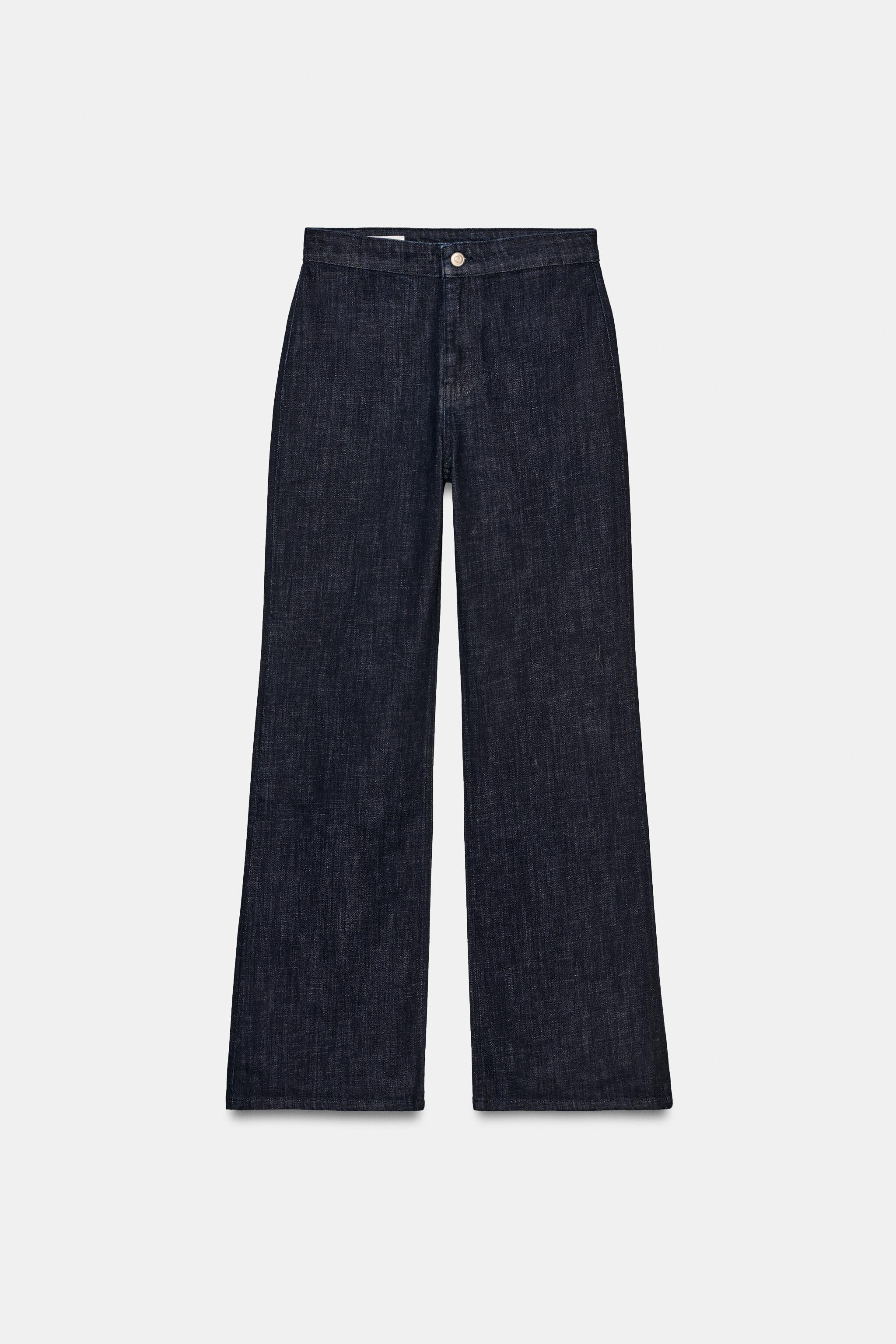 HIGH-WAIST DENIM EFFECT TROUSERS | Zara US