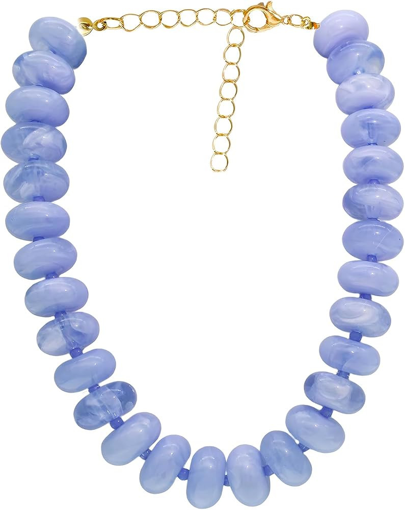 JNF Chunky Big Beaded Necklace for Women Colorful Large Beads Choker Necklaces Boho Statement Bea... | Amazon (US)