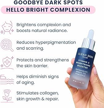 Clean Skin Club Vitamin C Serum & Brightening Booster, Vitamins A, E, D & K, Anti Aging Collagen ... | Amazon (US)