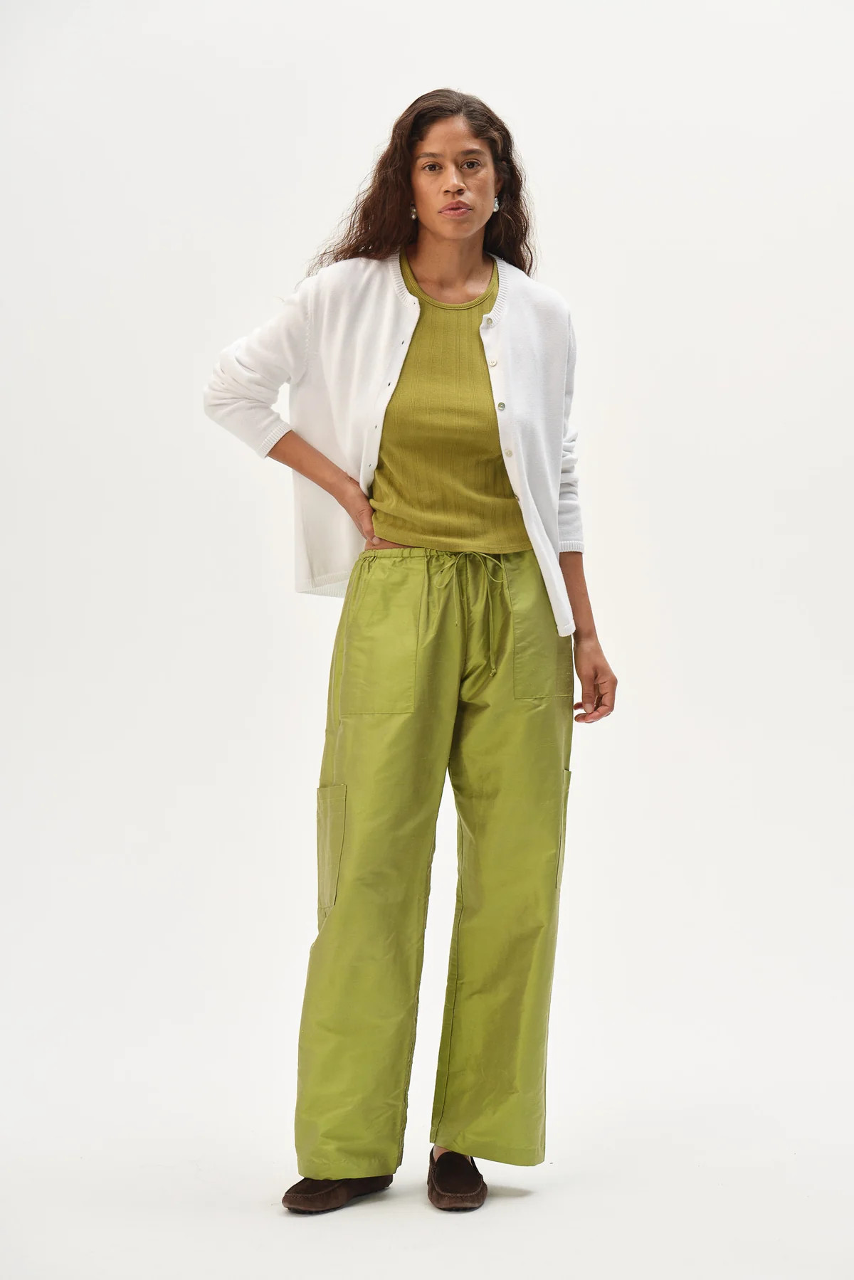 Jet Polka Dot Silk Taffeta Cargo Pant \u2013 DONNI. | 100% Silk Taffeta | DONNI.
