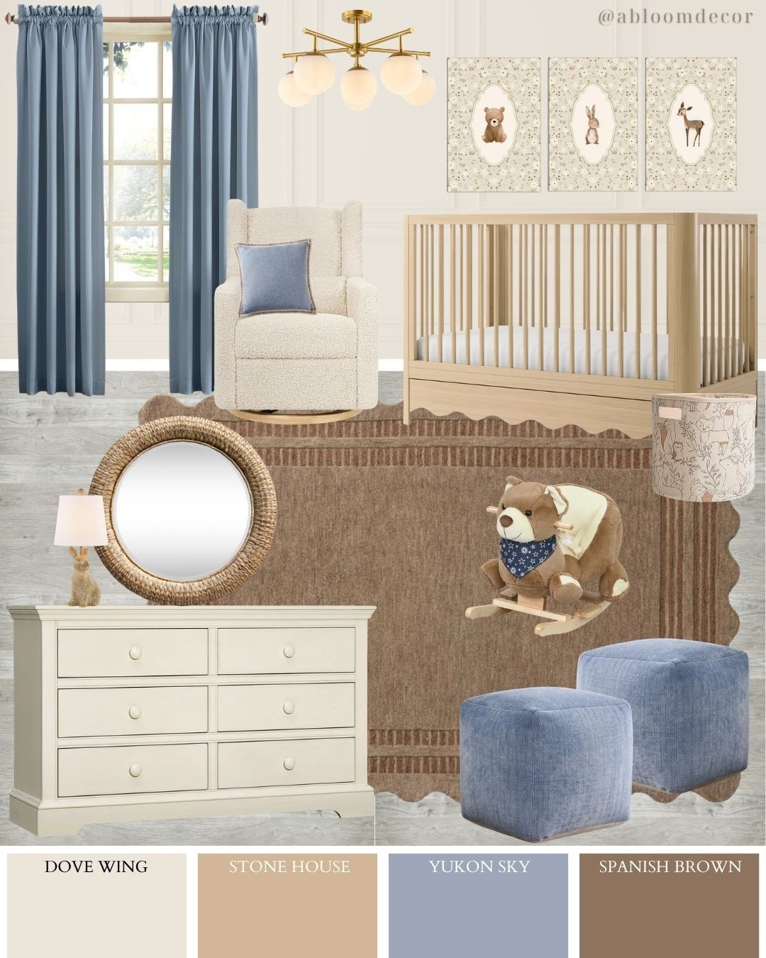 Sweet Blue Brown Classic Nursery Design Mood Boardd

#LTKBump #LTKHome #LTKBaby
