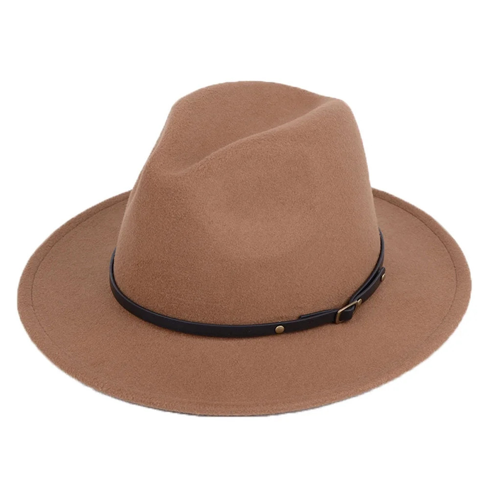 Springcmy Men & Women Vintage Wide Brim Fedora Hat with Belt Buckle | Walmart (US)