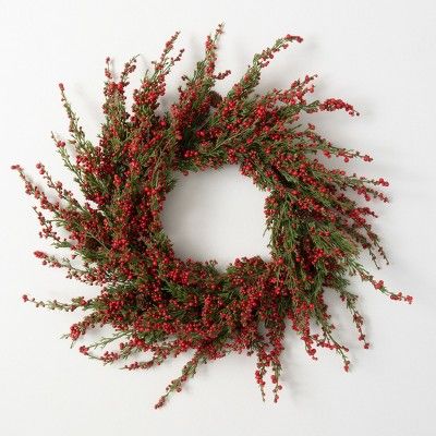 Artificial Cedar And Berry Wreath Multicolor 27"H | Target