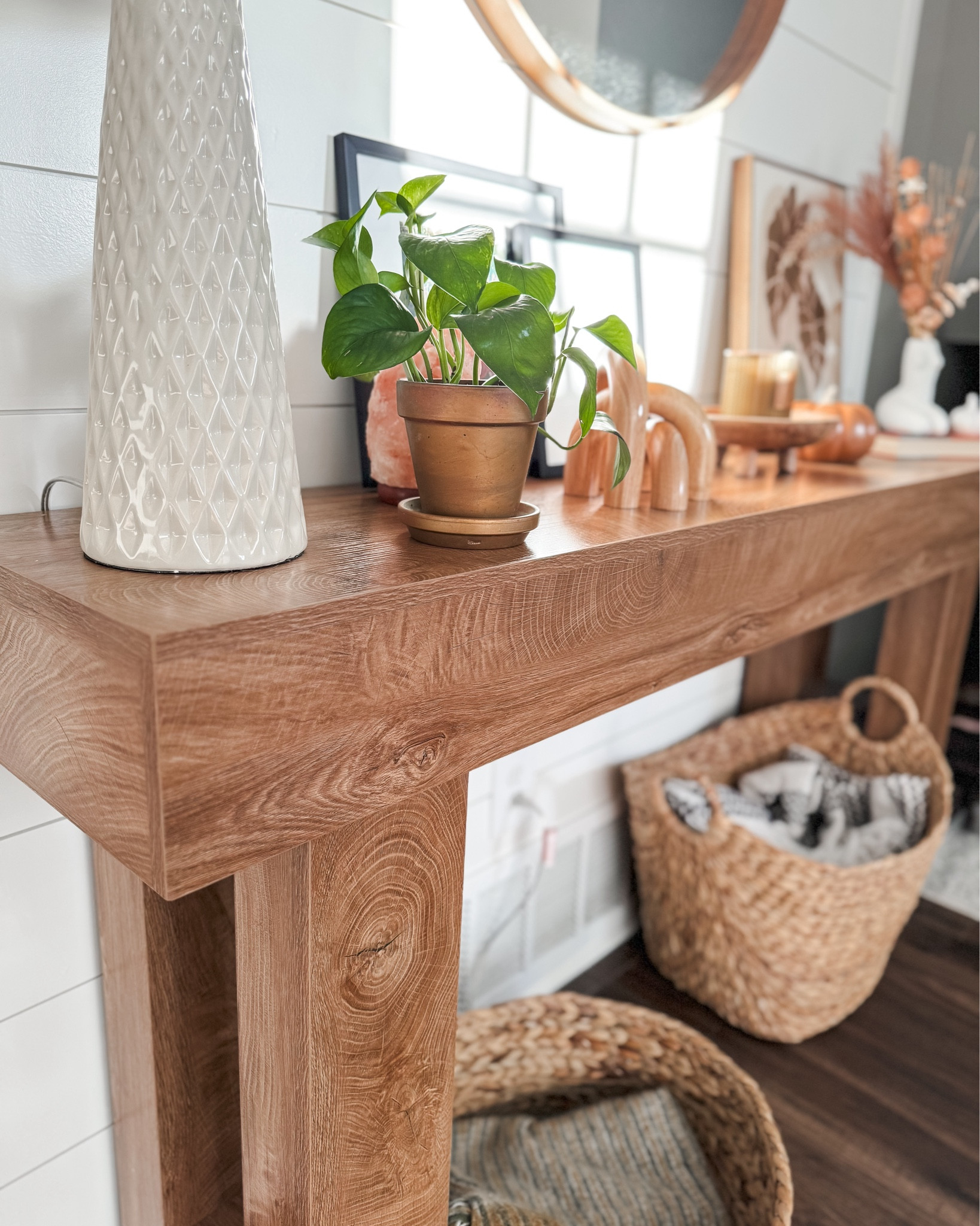 Not completely finished styling this console table but I love it! 
3 or 4 color options 
I believe ours is “natural"

#LTKHome