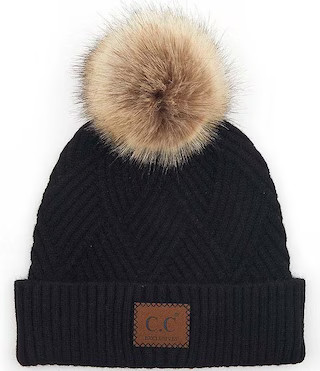 C.C. BEANIES Logo Patch Heather Faux Fur Pom Beanie | Dillard's | Dillard's