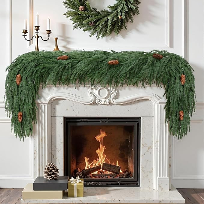 SHareconn 6 Ft Christmas Garlands Norfolk Pine Garland for Mantle Realistic,Real Touch Artificial... | Amazon (US)