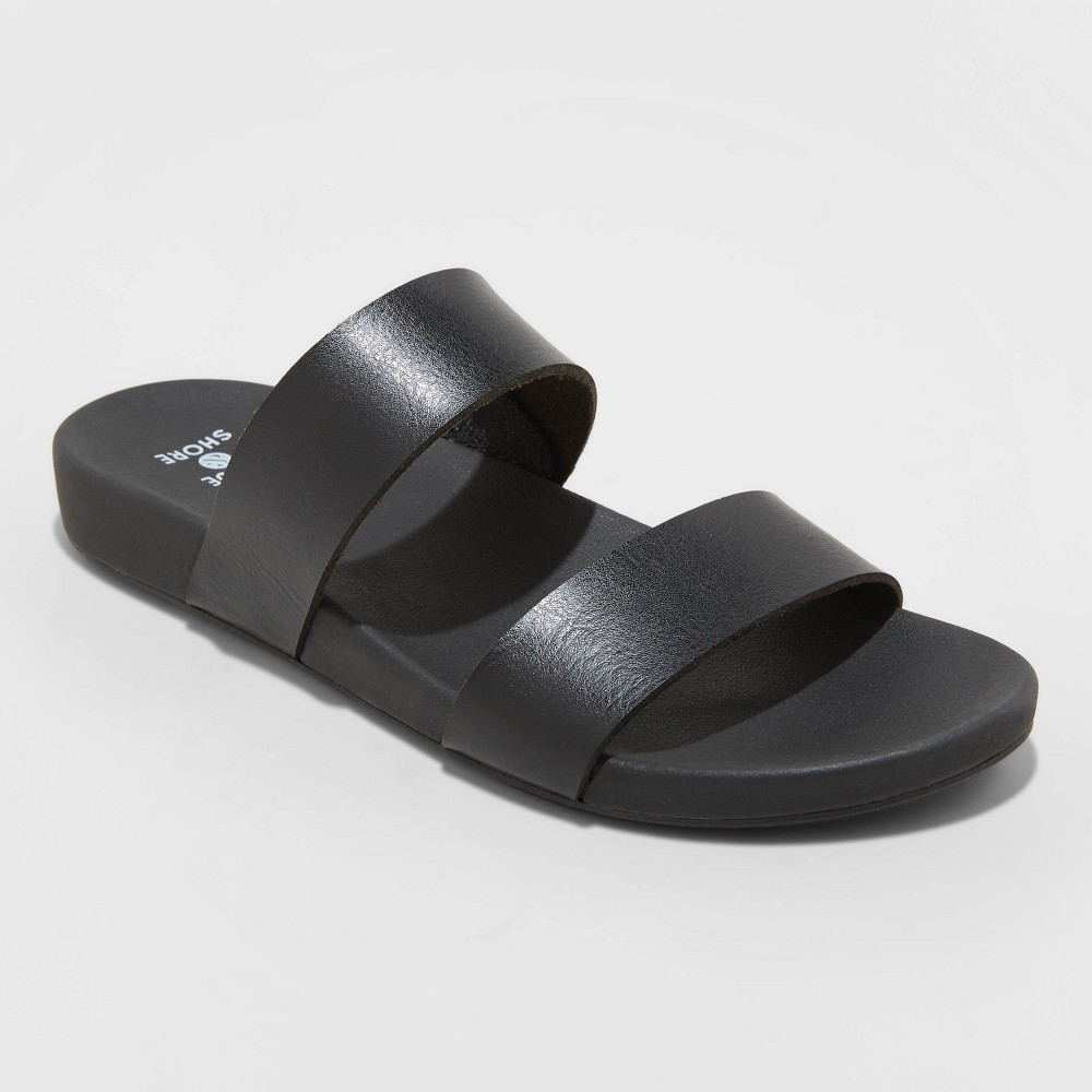 Women's Dedra Two Band Slide Sandals - Shade & Shore Black 7 | Target