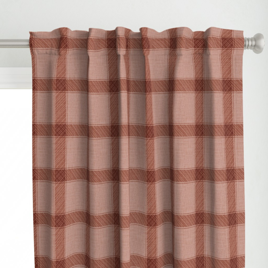 8" Plaid Dark Brown and Rust Curtain Panel byizzat_ali | Spoonflower