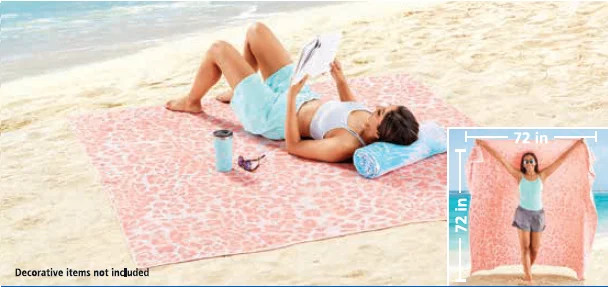 Mainstays Towel for Two Coral Animal Yarn Dyed Cotton Oversized Beach Towel, 72”x72” | Walmart (US)
