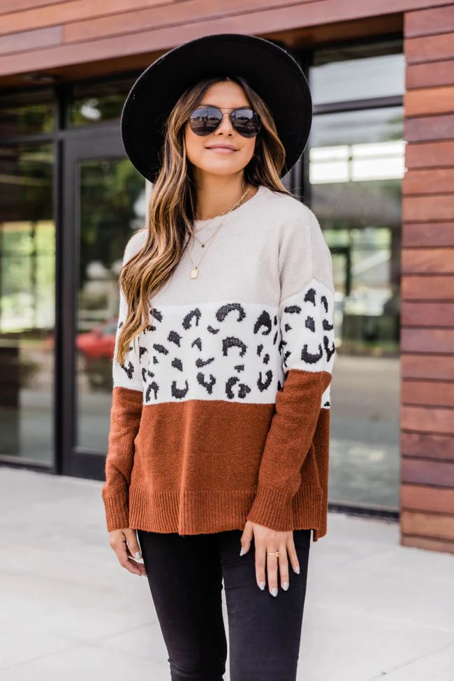 Neverending Joy Rust Animal Print Sweater | The Pink Lily Boutique