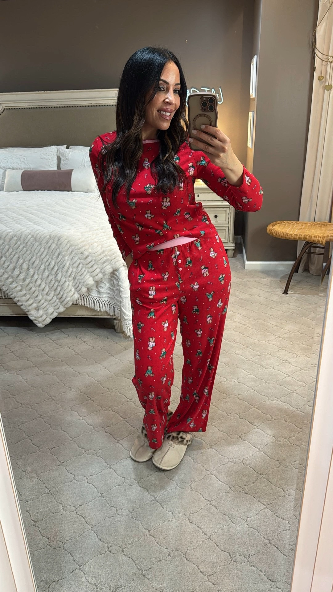 Don’t be left out! Include yourself in the holiday pajama trend this year and grab these adorable teddy bear printed PJs! They are so soft, and the print is just adorable.🧸❤️ I am wearing a size small and have plenty of room to stay cozy.
🙌🏻❄️🥰
#walmartstyle 

#LTKHoliday #LTKselfcare #LTKCyberWeek