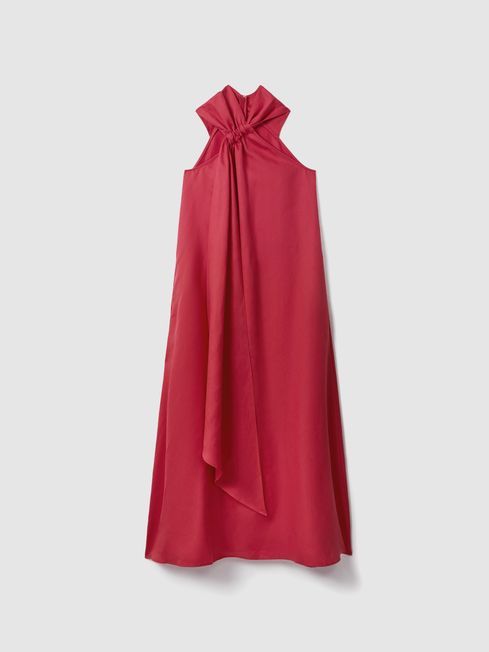 Linen Blend Drape Maxi Dress | Reiss UK