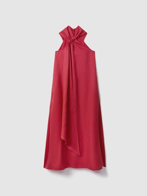 Reiss Coral Odell Linen Blend Drape Maxi Dress | Reiss UK