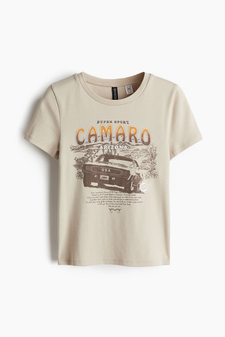 H & M - Printed T-Shirt - Beige | H&M (US + CA)