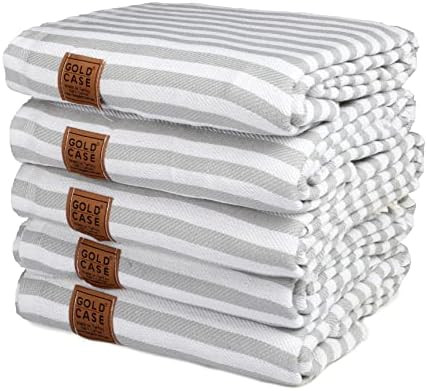 Smyrna Beach Bath Towel by GOLD CASE - Set of 5 70x39 100% Cotton (Grey) | Amazon (US)