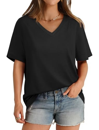 Black Tee Shirts for Women Oversized Basic Tees Casual Summer Tops 2024 Black S | Amazon (US)