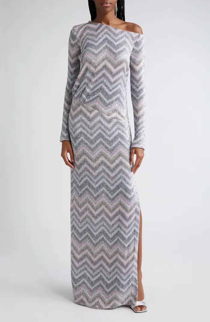 Missoni Sparkly Sequin Long Sleeve Chevron Knit Gown | Nordstrom | Nordstrom