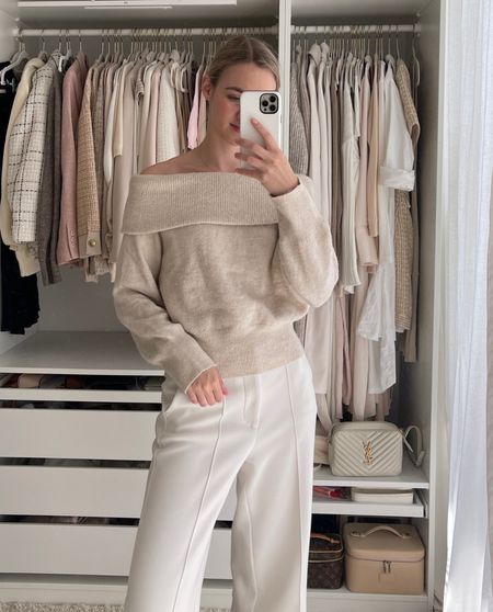 Quick & cozy work from home outfit with online meetings ☁️ 

top h&m, pants Stradivarius 

outfit inspiration, autumn style, Off-the-shouldertrui, Kasimier Coltrui Trui, Pantalon, Mango, LilySilk, ASOS, Wide broek, Netherlands. 

#LTKSeasonal #LTKeurope #LTKstyletip