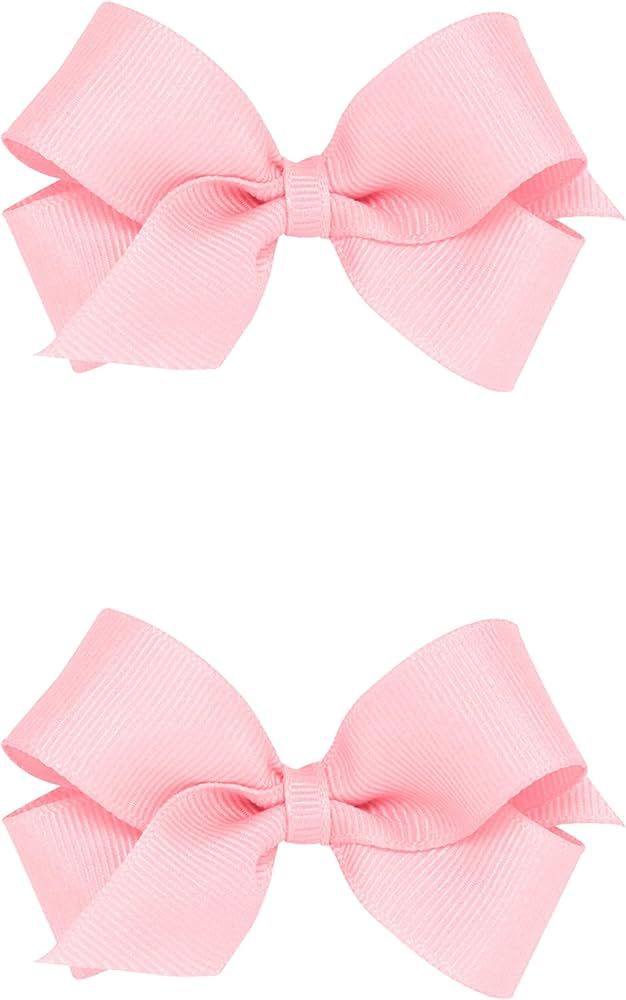 Wee Ones Girls 2 Pack Grosgrain Hair Bows with Plain Wrap Centre on a Wee Stay No Slip Clip, Mini... | Amazon (US)