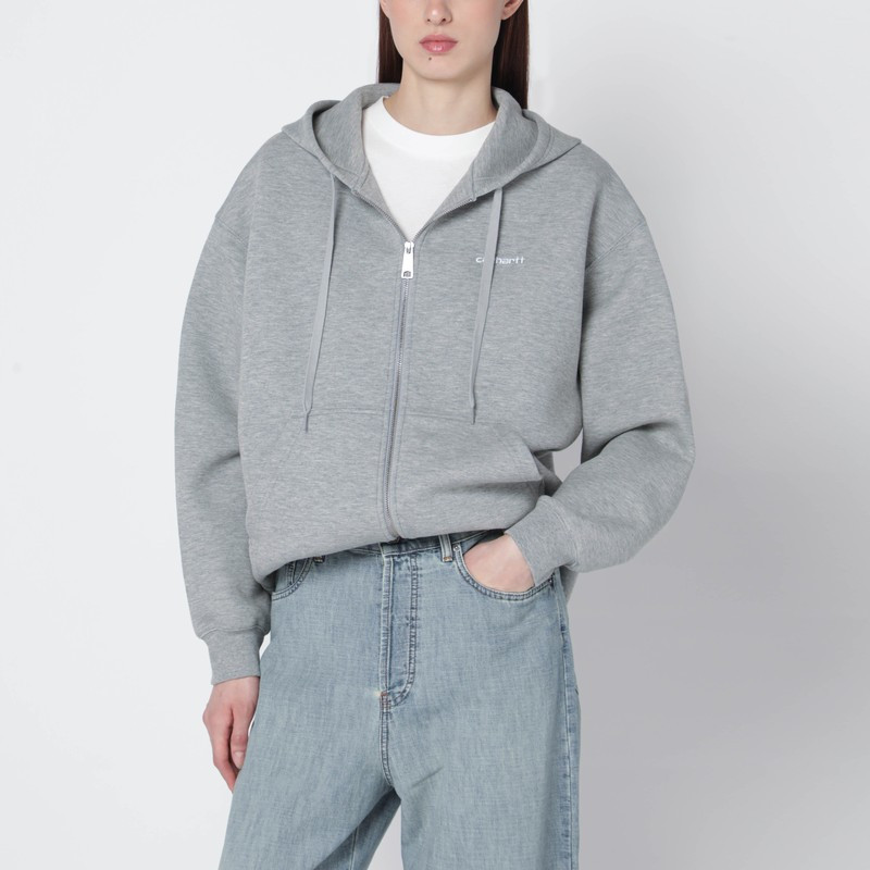 Grey zip sweatshirt in cotton blend | The Double F