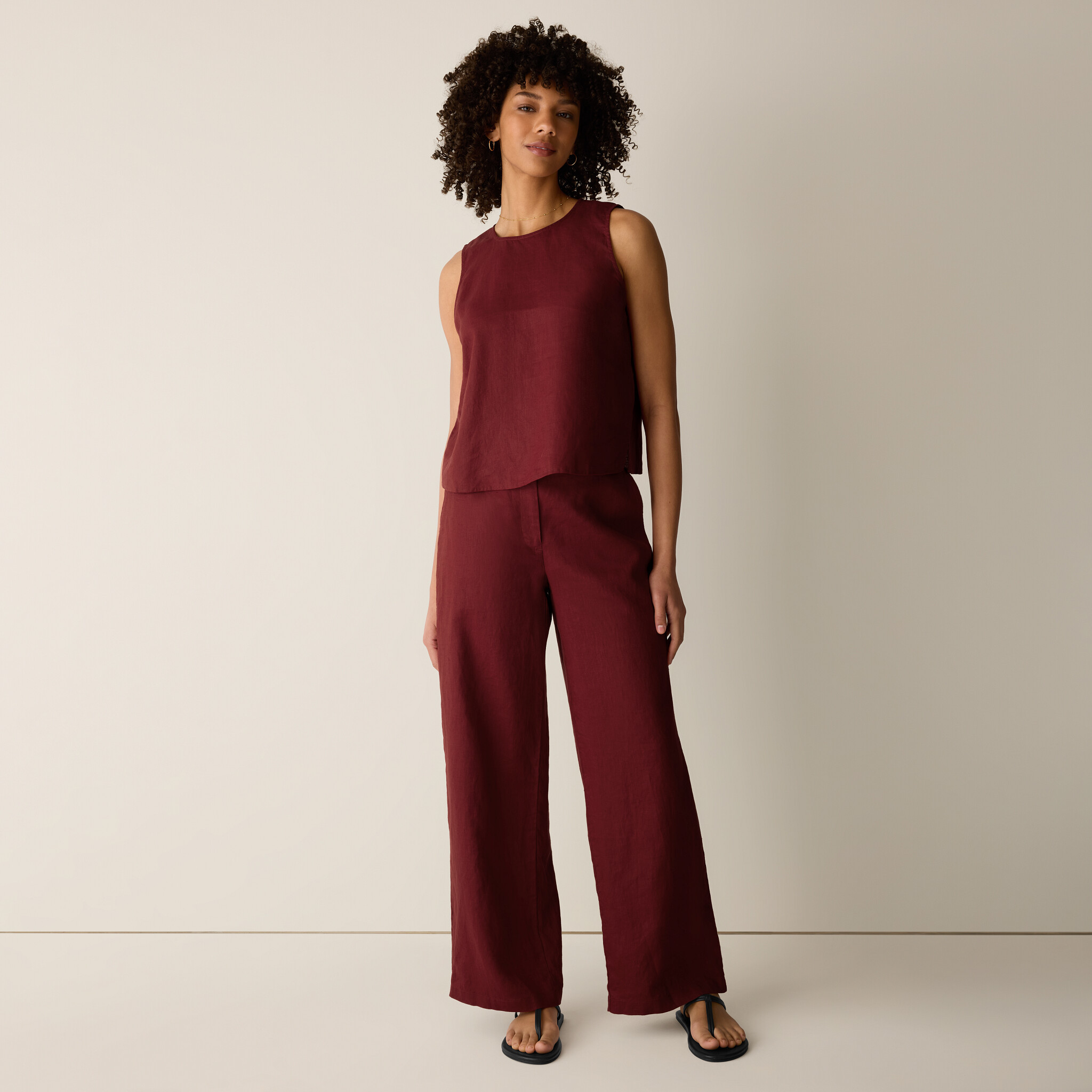 Organic Linen Full-Length Trouser | Eileen Fisher