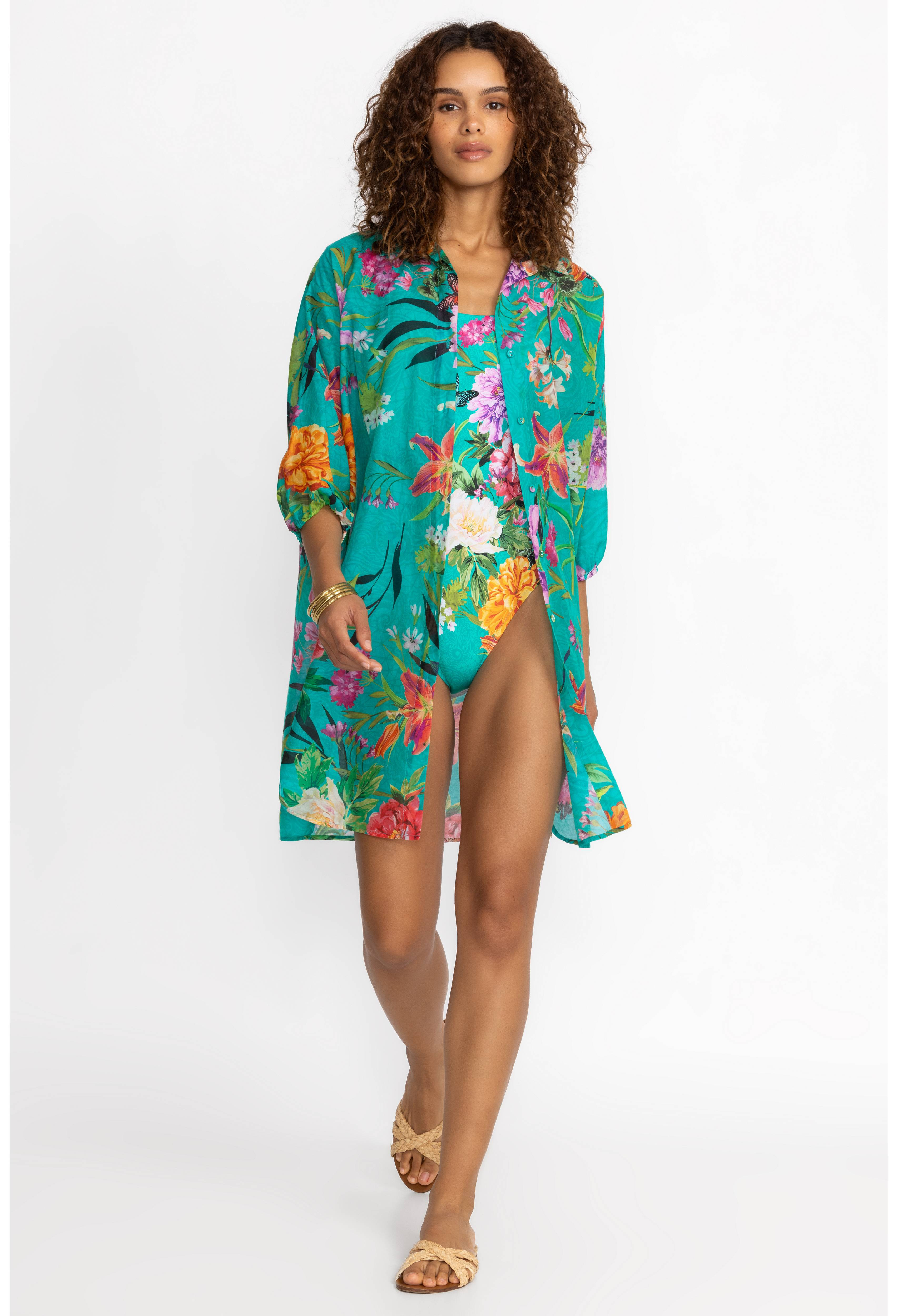 PEACOCK GOZA SHIRT DRESS | Johnny Was | Johnny Was