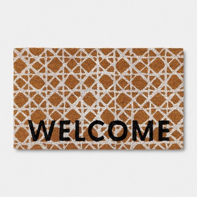 1'6"x2'6" Welcome Rectangle Outdoor Door Mat White - Threshold™ | Target