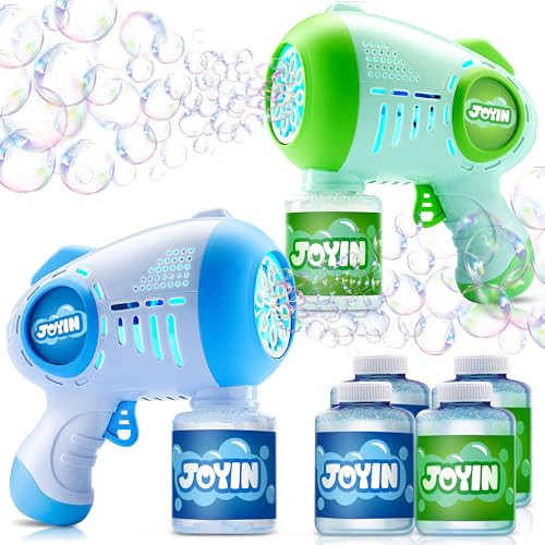 JOYIN 2 Kids Bubble Guns with 4 Bottles Solution, Automatic Bubble Machine Gun with 8 Holes for Kids, Adults, Summer Toys, Easter Basket Stuffers, Birthday Gift, Party Favors | Amazon (US)