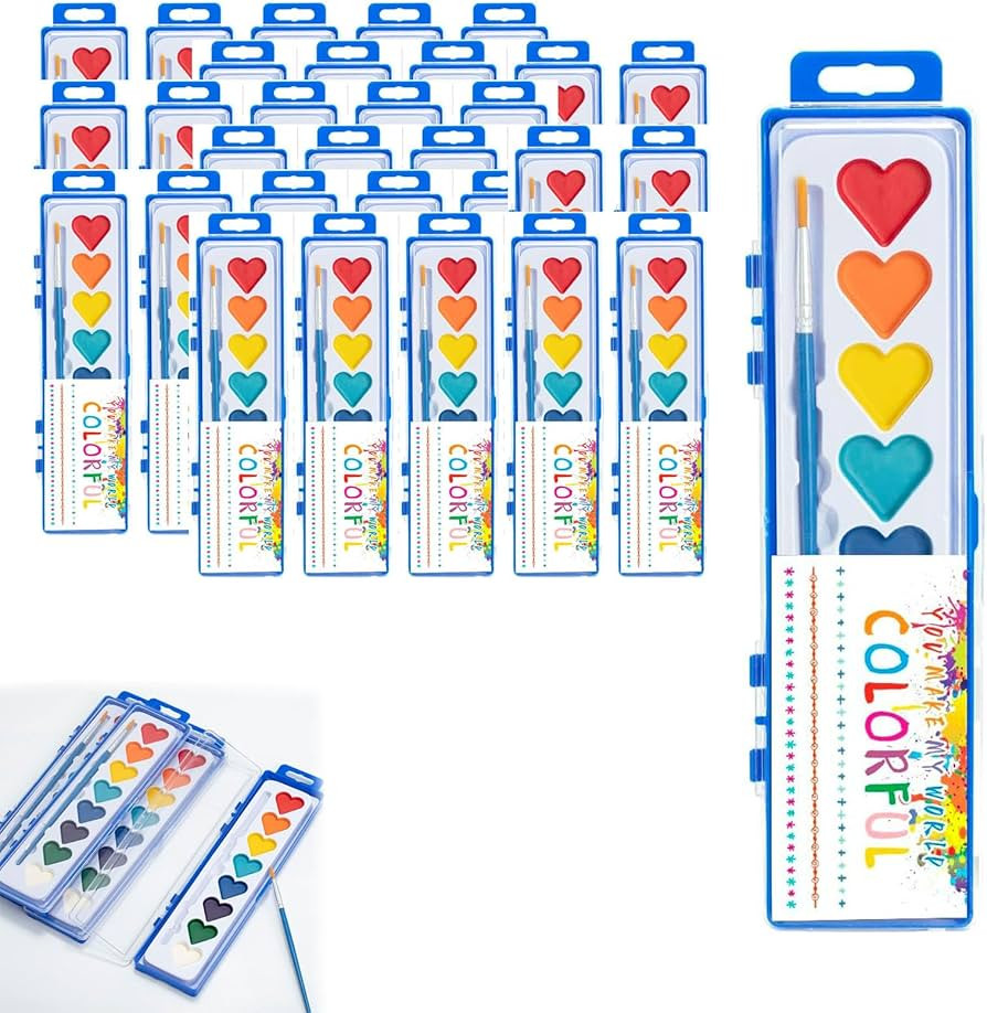 Valentines Paint Sets for Kids, Watercolor Paint Set with Paintbrush, Art Supplies for Preschool ... | Amazon (US)