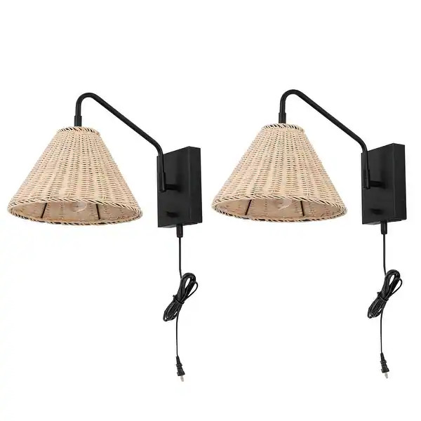 SAFAVIEH Lighting Tressa Wall Sconce (Set of 2) - 11" W x 16" D x 13" H - Natural/Brass | Bed Bath & Beyond