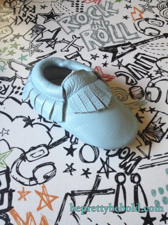 BABY BLUE Moccasins Blue Leather Baby Moccasins Blue Toddler Mocs Genuine Leather Moccasins Babies B | Etsy (US)