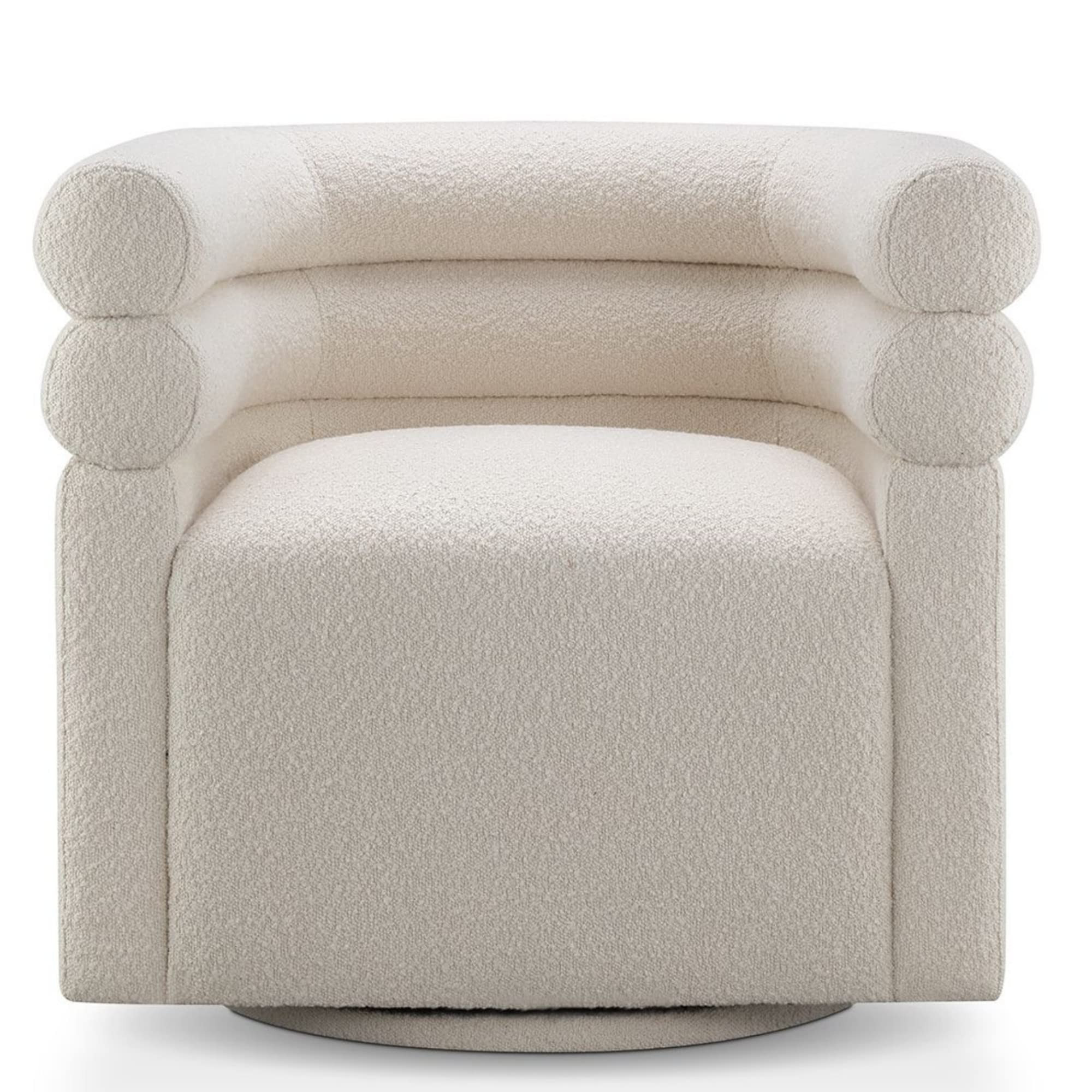 CHERS Enchanted Swivel Chair, Boucle Fabric Accent Chairs with Arms, Round Barrel Sofa Chair for Living Room, Bedroom, Nursery, Reading Room, Beige | Amazon (US)