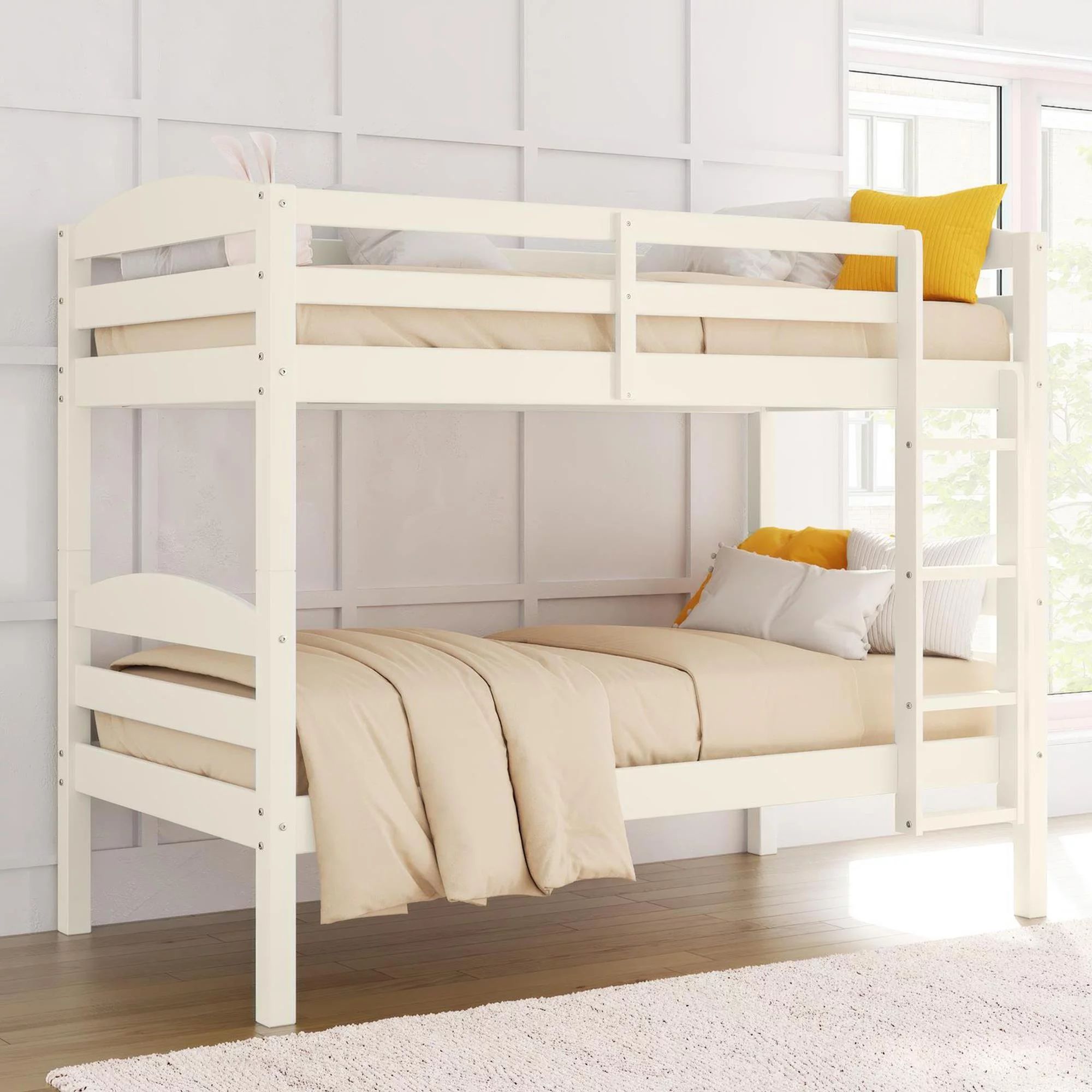 Better Homes & Gardens Leighton Solid Wood Twin-over-Twin Convertible Bunk Bed, White | Walmart (US)