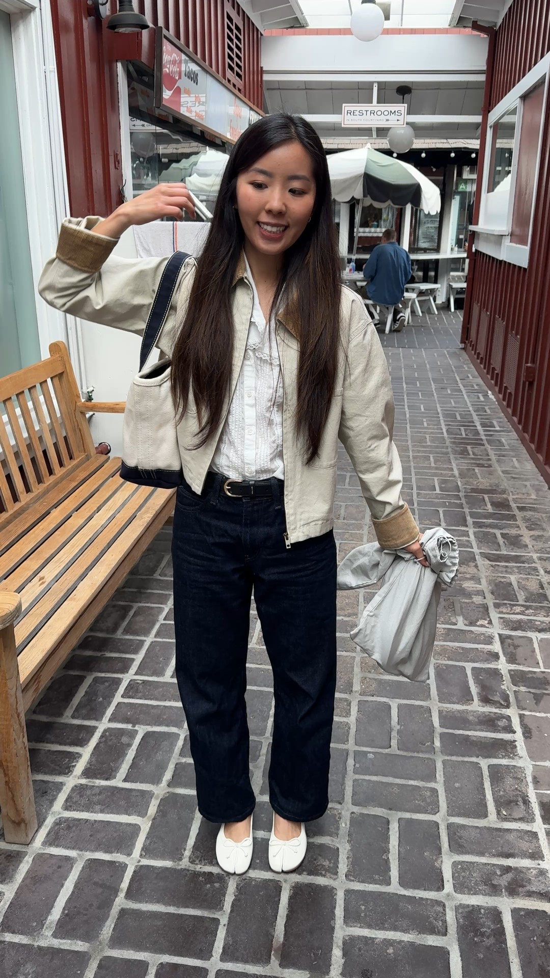 an early LA fall outfit! my top, bottom, bag, and jacket are all under $100! 

#LTKSeasonal #LTKFallSale