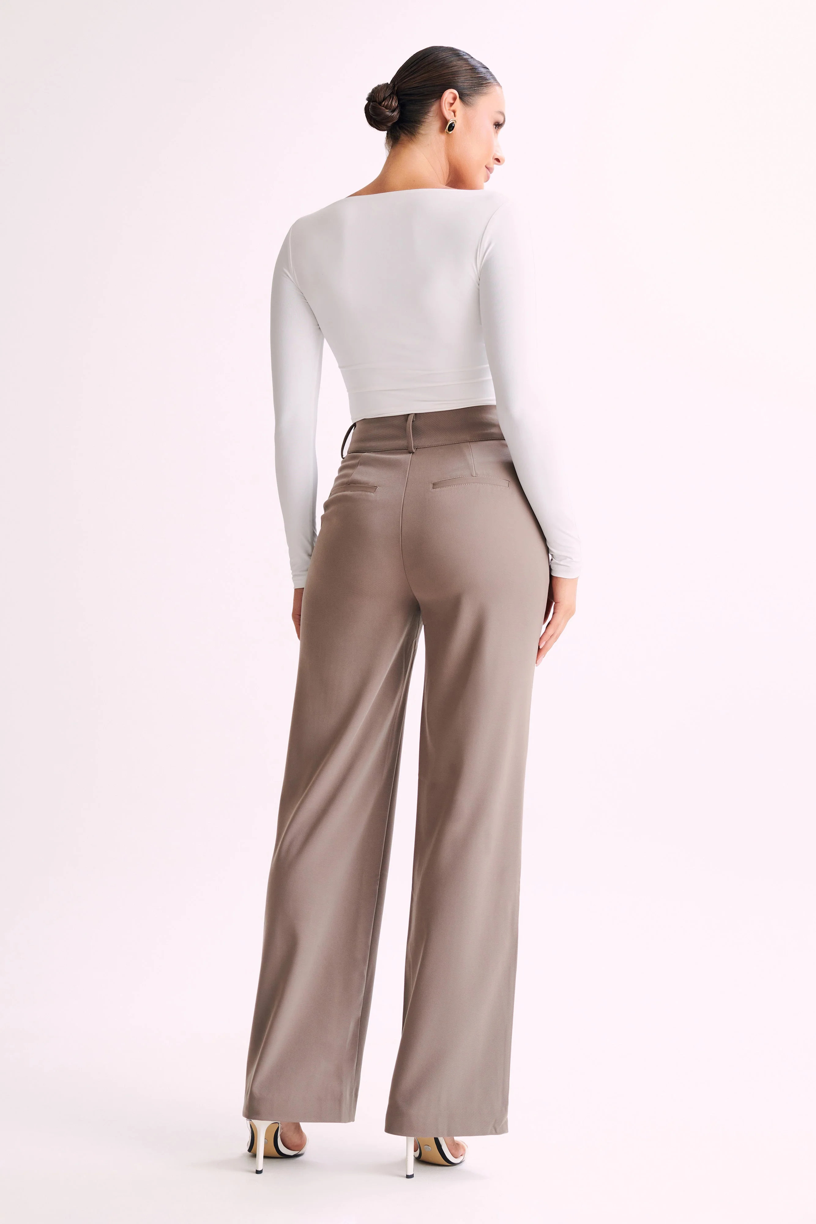 Bridget Recycled Nylon Long Sleeve Top - White | MESHKI US