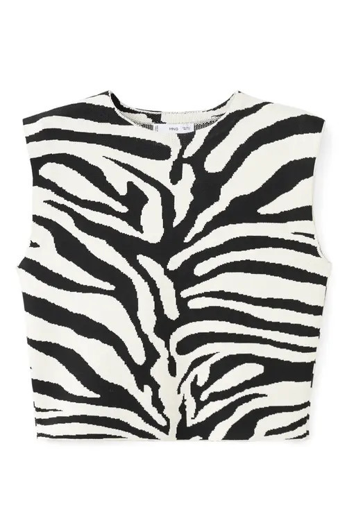 MANGO Zebra Jacquard Sleeveless Top in Black at Nordstrom, Size Small | Nordstrom