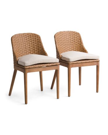 Set Of 2 Indoor Outdoor Seagrass Dining Chairs With Cushion | TJ Maxx