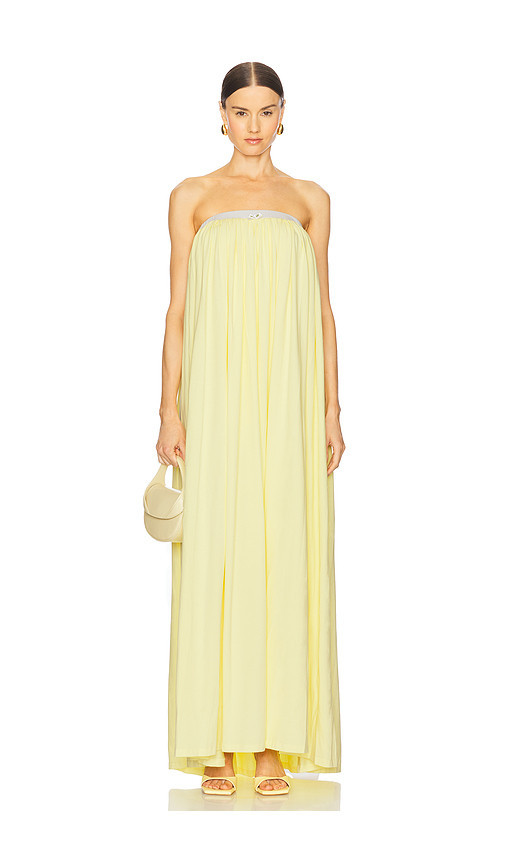 Rowen Rose Strapless Maxi Dress in Lemon. Size 36/2. Also in 38/4. | Revolve Clothing (Global)